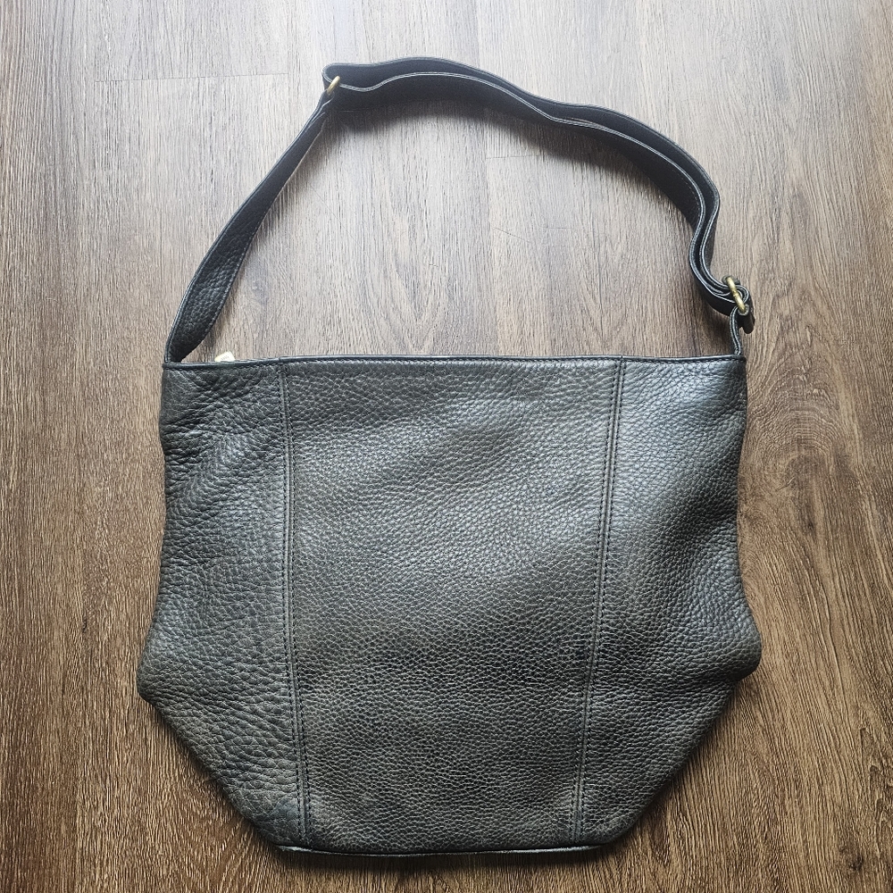 COACH Vintage Sonoma Natural Grain Leather Black Large Bucket Bag 4927 Has dama - Picture 2 of 11
